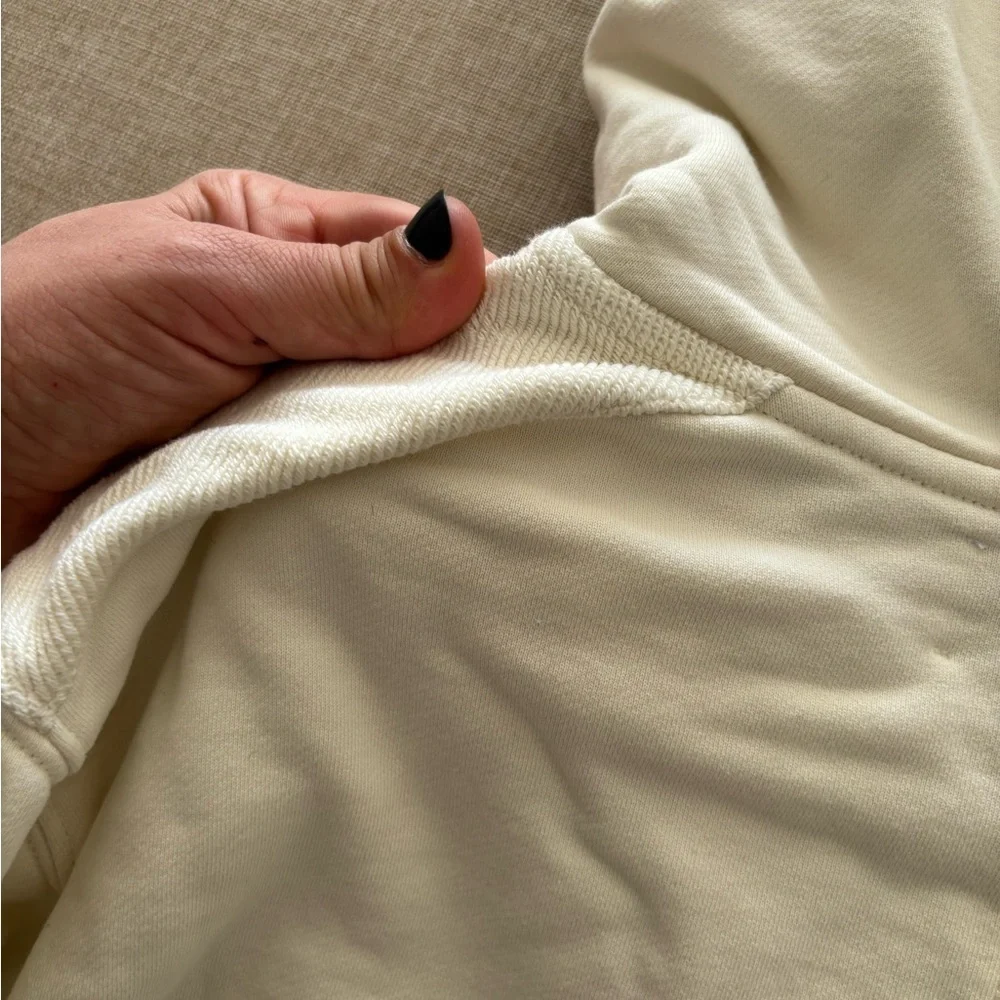 La Ligne Super Half Zip Hoodie Sweatshirt White Size XS